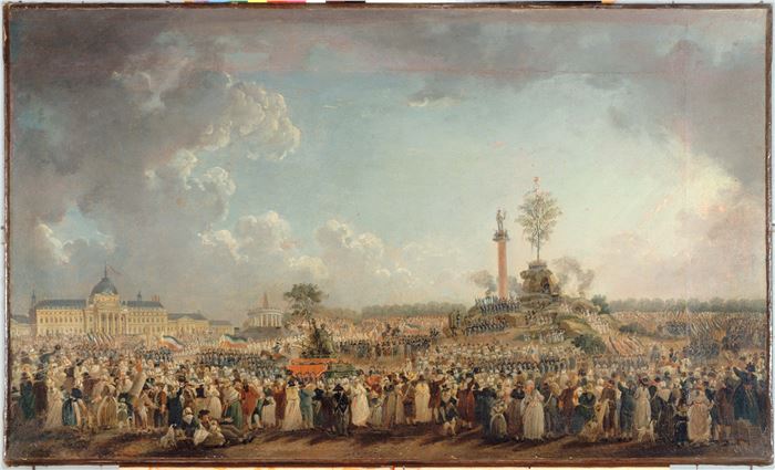 Pierre-Antoine Demachy, La fête de l'Être Suprême au Champ-de-Mars , oil on canvas, 27.7" x 41.5", c.1794